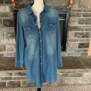 Angel Kiss Denim T Shirt Dress Long Sleeve L